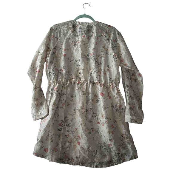 J. Jill Women's Sheer Gauzy Tunic Blouse Cream Floral Print Linen Blend Size S - Picture 4 of 9